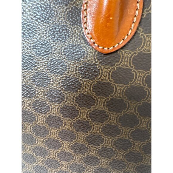 Celine Macadam Brown Coated Canvas & Leather Handbag With Adjustable Strap - Picture 4 of 16